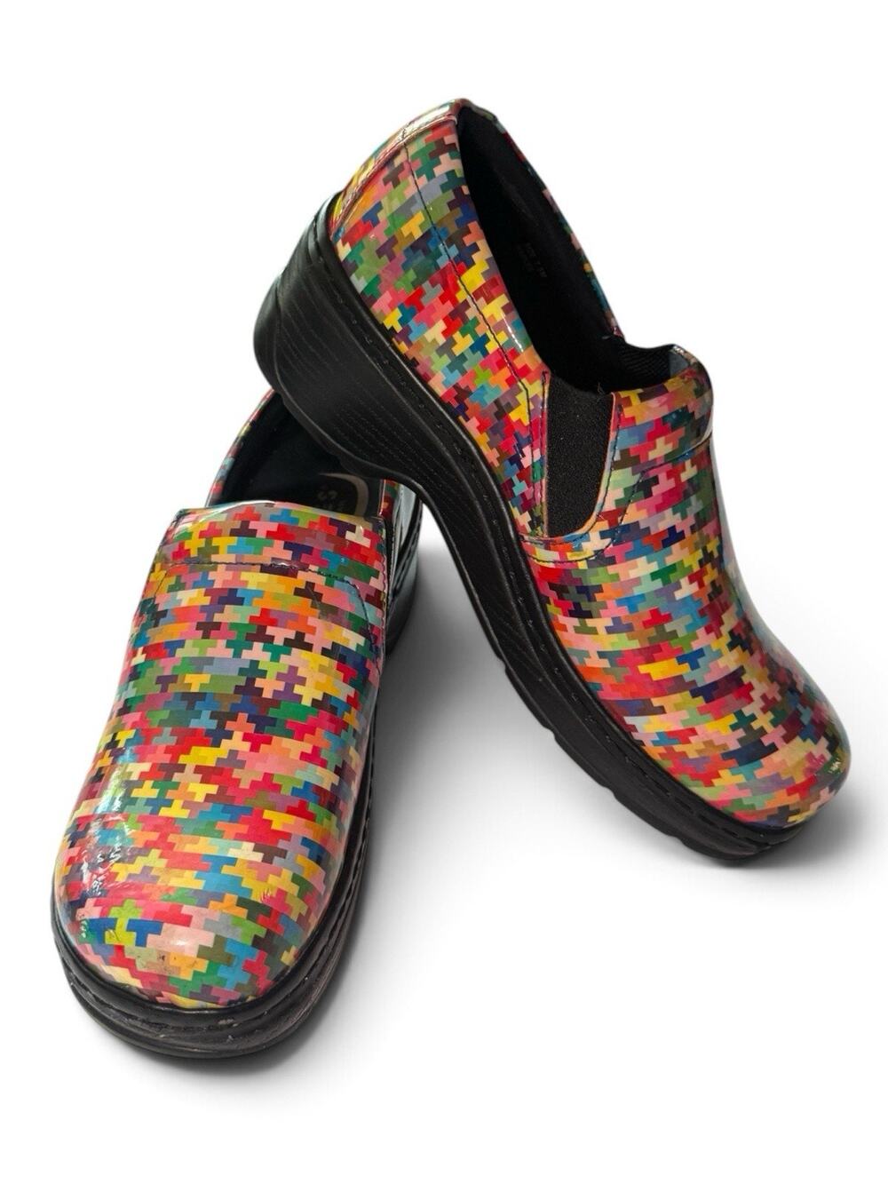 Klogs Footwear Naples Multicolor Rainbow Slip Resistant School Nursing Clogs 7.5